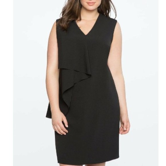 NWT Eloquii Black Ruffled Front Dress Size 20 - Picture 3 of 11